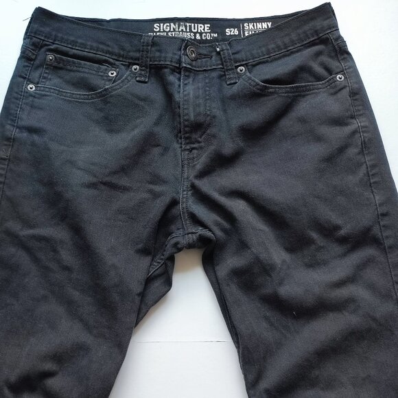 Signature by Levi Strauss S26 jeans men's size W32/L34 black skinny - Picture 2 of 15